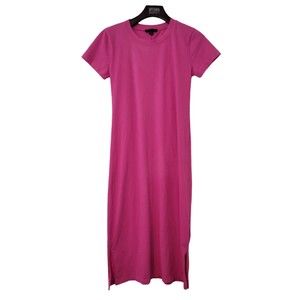 J. Crew Hot Pink T-shirt Midi Crewneck Dress Barbie 100% Cotton Size XS